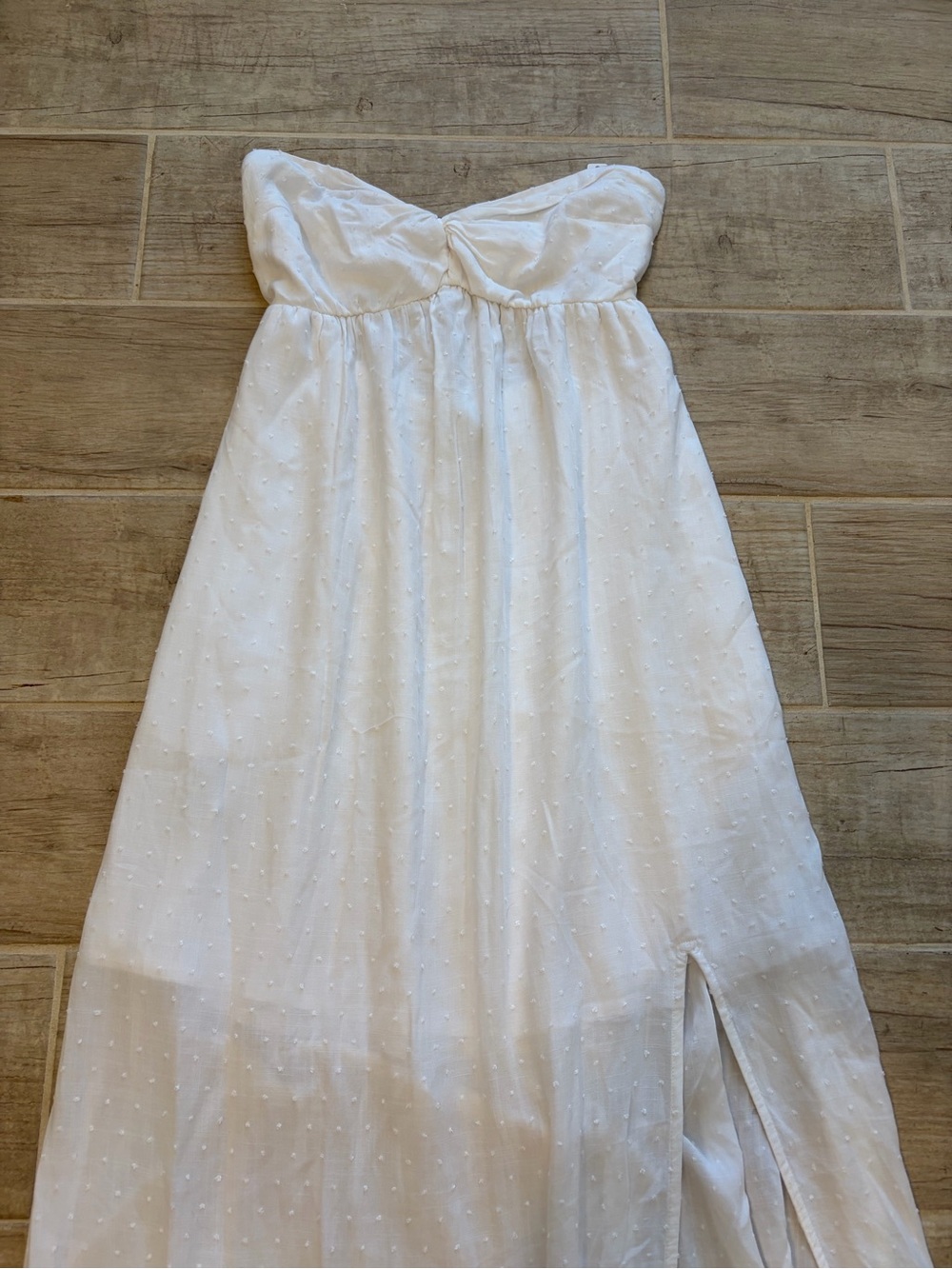 Hollister White Strapless Maxi Dress with Side Slit - Picture 2 of 3